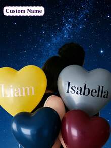 1pc Customizable Foil Heart Balloon, Personalized With Name, Matte Finish Heart Balloon, Valentine's Day Balloon, Personalized Birthday Balloon, Custom Balloon, Self-Designed Balloon - Multicolor - View 12