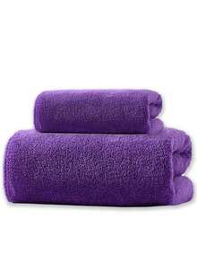 1pc/2pcs/4pcs Coral Fleece Solid Color Soft Absorbent Non-Shedding (Thin & Light) Convenient Unisex Home Daily Use Quick Dry Hair Towel, Face Towel, Bath Towel, Blanket, Nap Blanket, 34*75cm Towel 1pc Or 70*140cm Bath Towel 1pc Or 40*80cm Oversized Towel 1pc Or 90*170cm Oversized Bath Towel 1pc Bathroom Decor - Purple - View 9