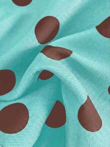 新款性感波点印花三件式露背蝴蝶结比基尼泳衣，夏季沙滩派对女士泳装 - 薄荷藍 - 查看 6