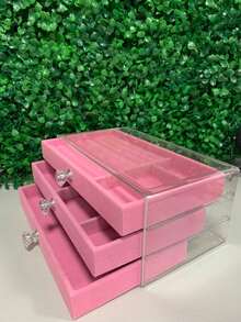CAJA PARA JOYAS MAQUILLAJE , CUBIERTA DE ACRILICO 3 CAJONES - Multicolor - Ver 3