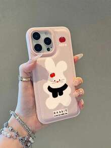 兔子图案单件装纹理蓬松手机壳，兼容 11/12/13/14/15/16/17系列，送给家人、朋友、节日的绝佳礼物 - 黃色 - 查看 4