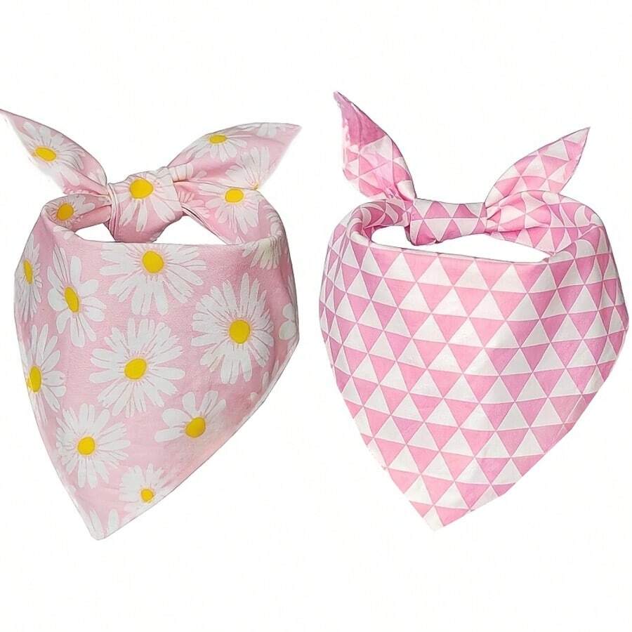 2pcs 24.8"X11" Dog Scarf, Suitable For Small, Medium, Large & Extra Large Dogs & Cats - Soft Pet Scarf, Unisex, Reusable Dog Bib, Scarf And Drool Cloth - Multicolor - View 1