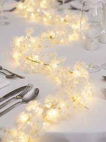 2/1串浪漫花朵灯，20颗LED电池供电仙女灯，适用于卧室、阳台、生日、婚礼、派对、室内外装饰、人造植物、人造花、春季装饰、家居装饰 - 彩色 - 查看 6