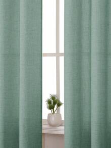 1件/2件套仿亚麻质感窗帘，适用于客厅卧室，保护隐私，乡村风粗麻编织半透明穿孔顶遮光窗帘，米色、鼠尾草蓝、深灰色、白色窗帘 - 綠色 - 查看 6