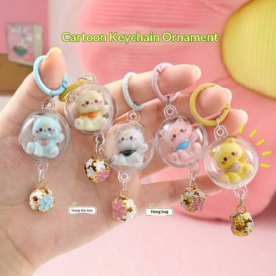 可爱3D铃铛猫钥匙扣，时尚包包挂饰，少女创意小礼物，完美礼物，生日礼物，情人节礼物