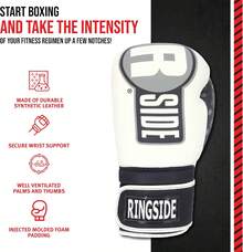 Thai Boxeo Kickboxing Muay Thai Guantes de Entrenamiento Sparring de Boxeo Guantes - Blanco/Negro - Ver 4