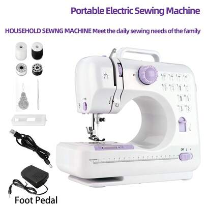Manovix 12 Stitching Patterns Mini Electric Sewing Machine | Portable Complete Sewing Kit With Foot Pedal, Scissors, Ruler, Thread, Bobbins | Suitable For Beginners, Home Use, DIY Crafts, Quick Mending | Perfect Gift For Christmas, Birthday, Teenagers, Crafters, Beginners | Holiday Gift Set, Mother's Day, Daughter, Friend, Sewing Enthusiast, Housewarming, Creative Gift