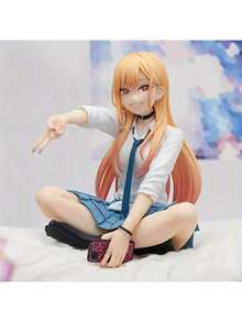 1 pieza Figura de personaje de anime, estatua decorativa de estilo JK de dibujos animados en pose sentada, adecuada para colocar en el tablero del automóvil, la caja de la computadora, el estante de libros, regalo ideal para fans del anime - Multicolor - Ver 2
