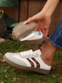 复古德式休闲低帮运动鞋，时尚百搭运动滑板鞋，休闲白色鞋 - 米色 - 查看 2