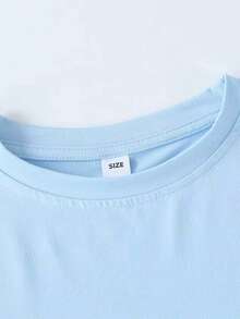 女孩西海岸加州印花宽松T恤 - 日落海滩冲浪印花复古休闲宽松短袖夏季海滩休闲上衣 - 藍色 - 查看 4