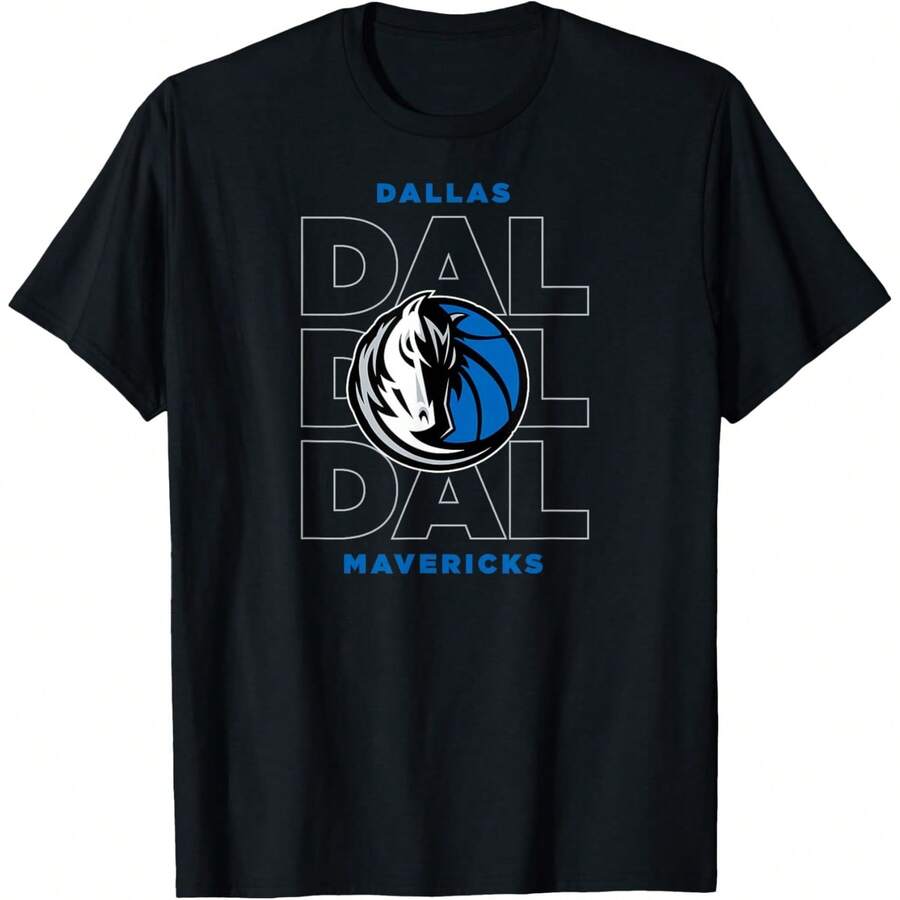 NBAs - Dallas Mavericks Stacked City Logo T-Shirt - Black - View 1
