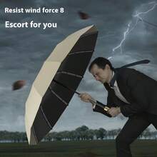 1把自动开合防风伞，全天候伞架设计，商务旅行必备，奢华风格，防风折叠伞，时尚配饰，专为专业人士设计 - 彩色 - 查看 6