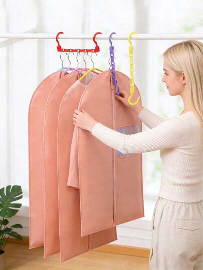 1 cabide mágico multicolorido aleatório com 5 ganchos, alta capacidade; 1 capa protetora contra poeira para roupas, ideal para guardar roupas no quarto, economizando espaço, adequado para casa, aluguel e dormitório.