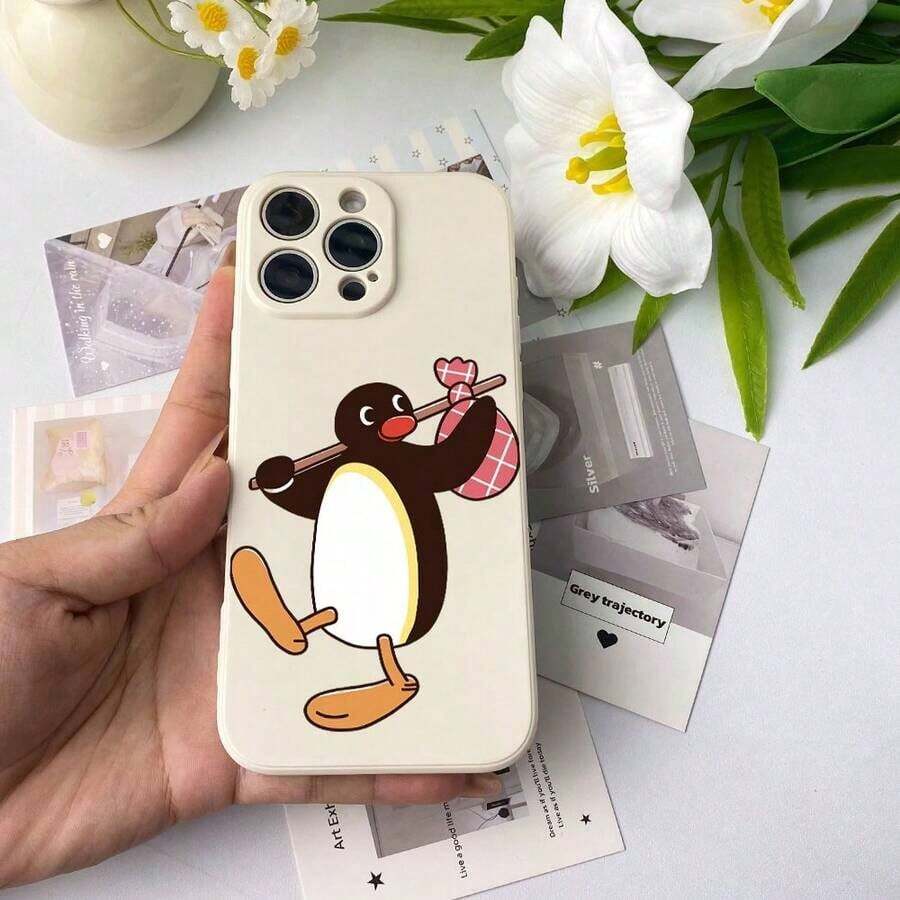 かわいいカートゥーンスタイルのペンギンバックパックトラベル電話ケース、ストレートエッジのTPU、細いかい穴のソフトシェル、マイクロフロストフィール、クラシックでシンプルな、保護のための指紋防止ケース。  17、16、15、14、13、12、11 Pro、Pro Max、Plus、Airシリーズを使う。   お友達、愛する人、または個人的な使用の晴れらしい贈呈り物です。 - ブラック - チェックする 1