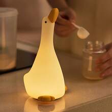 1pc Rechargeable Silicone Duckling Night Light, Smart Touch Control 3 Brightness Levels, Auto Shut Off Timer, Cute Bedroom Atmosphere Lamp, Gift For Friends - Yellow - View 7