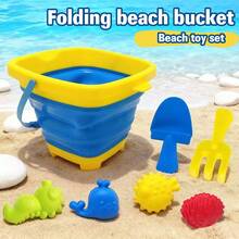 7pcs Beach Toy Sand Toy Set, Kids Sand Box Toys Include Whale, Starfish, Shell Models, Beach Tool Set, Bucket With Mesh Bag, Shovel And Rake, Suitable For Boys And Girls Over 18 Months. Small Size Suitable For Backyard Parties, Summer Trips, Beach - Multicolor - View 3