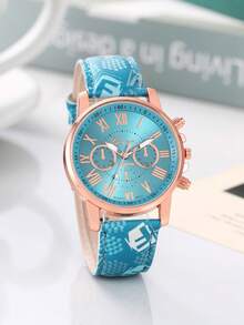 6件套优雅时尚女士石英表，休闲风格手表套装 - 玫瑰金 - 查看 4