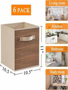 Wisdom Star 6-Pack Fabric Storage Cubes - 11 Inch Collapsible Cube Storage Baskets With Reinforced Handles, Sturdy Foldable Organizer Bins For Shelves, Wardrobe, Closet, Nursery, Living Room, Space-Saving Storage Boxes For Home Organization - Bụi hồng - Xem 3