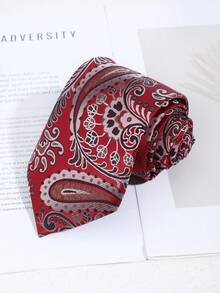1条男士时尚休闲佩斯利花纹腰果花领带，适合商务、宴会、正式场合、婚礼、校园派对等场合搭配 - 彩色 - 查看 12