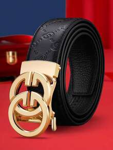 1条男士真皮皮带，配合金自动扣，高端百搭时尚休闲裤腰带 - 彩色 - 查看 8