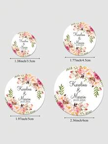 UNICCUT Etiquetas adhesivas personalizadas con diseño floral de eucalipto en forma redonda, personalizadas para cajas de regalo de boda, fiesta de novia, bautizo - Negro - Ver 4