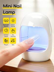 XEIJAYI 1pc 3-Light USB Nail Dryer, White Egg-Shaped Design, Mini UV LED Lamp, Nail & Eyelash Tool, 45s/60s Fast Curing Gel Polish - White - View 5