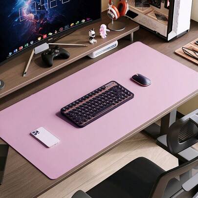 桌面皮革垫，办公桌垫，鼠标垫，桌面垫，书写垫，可选尺寸：13.7*23.6 英寸、15.7*31.5 英寸、17*35.4 英寸、19.7*39.4 英寸、17*47 英寸，颜色：黑色、浅灰色、冰蓝色、紫色、粉色、绿色，皮革材质，防污防脏，防滑护眼，大号鼠标垫，防滑桌垫，防水PU皮革桌面保护垫，书写垫，适用于办公室和家庭使用。