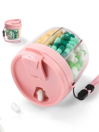 1 علبة محمولة مقسمة إلى 7 أقسام لتنظيم الفيتامينات، مصممة لتخزين كميات كبيرة من المكملات الغذائية، مع تصميم مانع للخلط وفتحة واسعة للوصول السهل