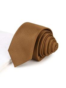 1pc Unisex 2.2" Narrow Tie, Minimalist Texture/Youthful Style, Multiple Colors Available, Suitable For Light Business And Casual Commuting Necktie - Caramel Brown - View 7