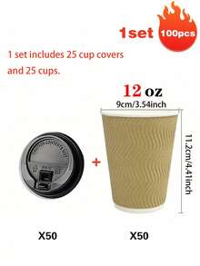 8/10/12/16 Oz Portable Disposable Corrugated Paper Cup With Lid Coffee Cup 10/20/25/50set Of Corrugated Wall Insulated Coffee Cups, Suitable For Hot/Cold Drinks, Takeaway Drinking Cups, Suitable For Family Office Coffee Shop Party Trips (Multi-Color Optional) - Khaki - View 19