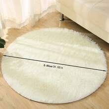 1pc Round Plush Soft Fluffy Rug - Modern Minimalist Polyester Indoor Carpet, Woven Knitted Rug, Suitable For Living Room, Bedroom, Game Room, Dorm, Sofa, Teen Room Decor, Study And Entertainment Area - Easy To Clean, Creates Cozy Ambiance - Beige - View 33