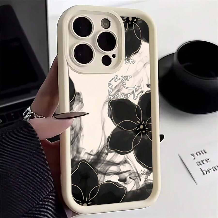 Für Xiaomi Redmi Note 12 Hülle Note 11 10 Pro 9 9S 10S 11S 12S 13 Pro Plus 5G Redmi 10C 12C 13C 12 4G Schwarze Blumenrosenabdeckung - Antikweiß - Übersicht 1