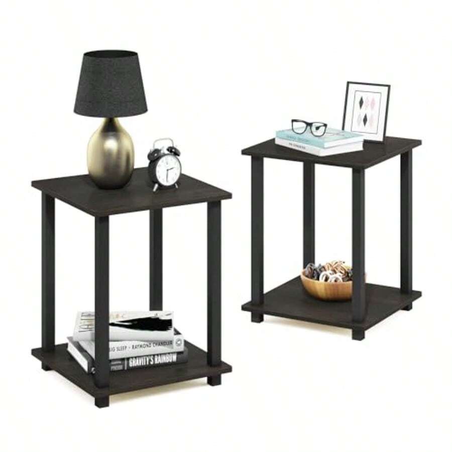 Furinno 12127EX/BK Simplistic End Table Espresso/Black Set of 2 - EspressoBlack - Ver 1
