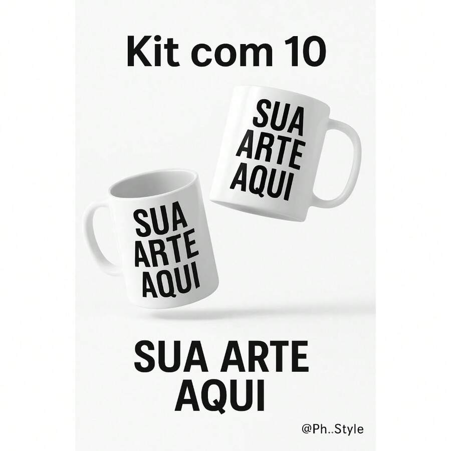KIT COM 10 CANECAS DE PORCELANA PERSONALIZAVEL - MANDE SUA ARTE E GARANTA UMA CANECA INCRIVEL - Multicolorido - Visão 1