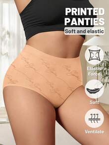 5pcs/Pack Plus Size Women's Printed Soft Breathable Mid-Waist Sexy Bikini Panties - 彩色 - 查看 3