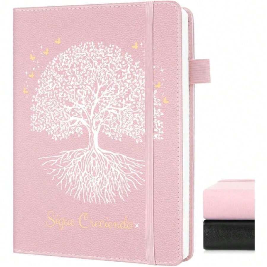 Libretas Pasta Dura con Bolsillo Mujer,A5 Leather Cuadernos Escolares,Árbol de La Vida Lined Journal Notebook,256 Páginas,para Mujeres Niñas,para Escuela,Oficina,Familia,21.5x14.5cm-Rosa,40872019 - Lila Púrpura - Ver 1