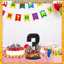 1pc Wooden Race Car Number Plate (1-9), Racing Theme, Suitable For Birthday Party, Holiday Decoration, Desktop Decor, Photo Prop, Ideal Accessory For Party Scene, Centerpiece, 2026 Graduation Ceremony - Multicolor - View 7