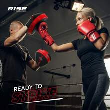 Guantes de Boxeo, Manoplas Curvas para Entrenamiento de precisión, Cuero sintético de Primera Calidad para Golpes Rectos y Ganchos, Correa Ajustable y ventilada, Ideales para Muay Thai. - Rojo y negro - Ver 8