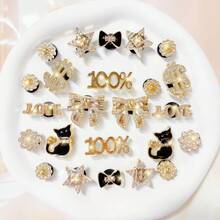 24 قطعة من اكسسوارات الأحذية الأنيقة والجميلة والعصرية على شكل فراشة ذهبية، نسبة مئوية، قطة، نجمة، حرف، علامة دولار، مناسبة للأحذية والصنادل والشبشب النسائية، للزينة DIY، مثالية للمناسبات والأعياد والحفلات - الذهبي - مشاهدة 5