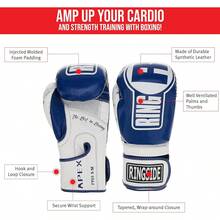 Thai Boxeo Kickboxing Muay Thai Guantes de Entrenamiento Sparring de Boxeo Guantes - Azul/blanco - Ver 7