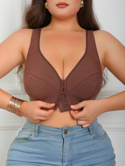 1件装女士加大码前扣式无钢圈舒适文胸