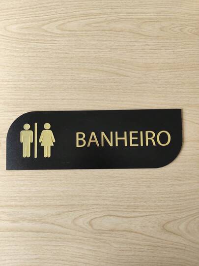 Placa Sinalização Banheiro Masculino Feminino Unissex Em Acrílico e Mdf