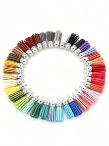 10pcs Fashion Tassel Pendant, Leather Tassel, For Jewelry Making, DIY Bracelet, Necklace, Earring Accessories - Multicolor - View 3