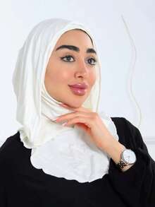 1 Peça Balaclava Feminina de Cor Sólida, Máscara de Esqui, Aquecedor de Pescoço, Faixa de Cabeça Elástica, Turbante, Respirável, Confortável, Elástica, Aba Larga, Absorvente de Suor, Antiderrapante, Multifuncional, Acessório Esportivo, Lenço de Moda Minimalista, Capuz e Faixa de Cabeça Combinando em Um - 2 em 1 - Visão 1