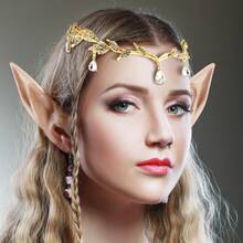 1 Set Crystal Crown + Elf Ears Headpiece, Elegant Alloy Hair Accessories, Fairy Style, Cosplay, Costume Party, Bohemian Fashion - Multicolor - View 4