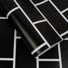 1 Roll Glossy Black Removable Vinyl Contact Paper, Easy To Install For Bedroom, Kitchen, Living Room, Dorm, Backsplash, Cabinet, Desk, Home Decor DIY Wall Sticker, 45CM*100CM/300CM/500CM - Black - View 9