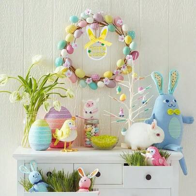 2件装复活节木制兔子装饰品，DIY手绘手工挂饰，天然木材制成，适合复活节派对装饰、家居墙面装饰、节日礼物，营造春日氛围