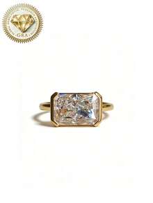 1pc Women's Engagement Ring, Rectangle Radiant Cut Ring, 2.9g 925 Sterling Silver, 2 Carat Moissanite, Bohemian, Elegant, Engagement, Proposal, Wedding Anniversary, Valentine's Day Gift, Comes With Moissanite Certificate And Luxury Gift Box - 2ct Moissanite - View 12