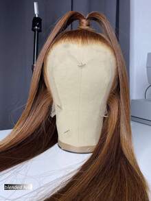 8-36 Inch Natural Black Straight Lace Front Wigs Human Blended Hair 13x4 HD Transparent Lace Front Human Blended Hair Wigs For Women Glueless Brazilian Virgin Hair Lace Frontal Wig 180% Density Pre Plucked With Baby Hair Hairline Brown - Brown - View 2