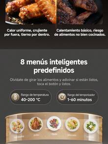 Freidora de aire Dreame con ventana de visualización, capacidad de 7.6L, tecnología de calentamiento Dual Vortex™ + inyección de vapor, cocción rápida, 8 preajustes, cocción saludable sin aceite para toda la familia, control táctil LED, botón +1 minuto, potencia de 2800W - Ver 9